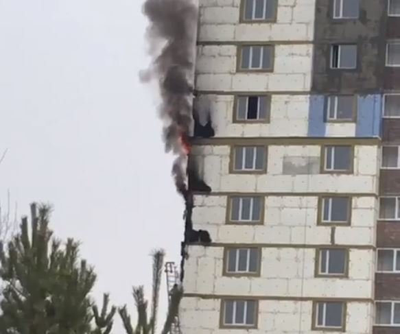 В Башкирии горела строящаяся многоэтажка