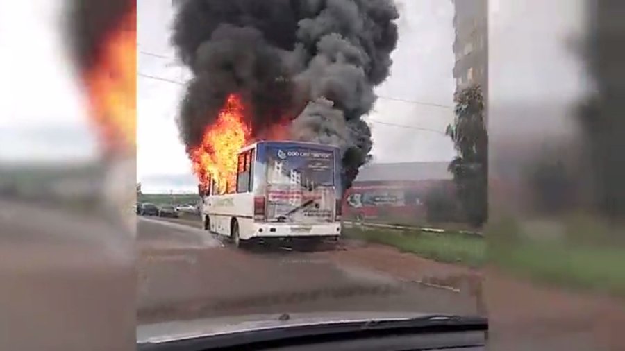В Башкирии сгорел пассажирский автобус