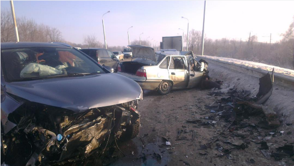 Серьезное ДТП в Уфе: Столкнулись два автомобиля