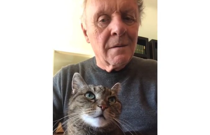 Актёр Энтони Хопкинс вместе со своим котом покорил интернет