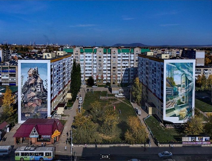 Мэру Стерлитамака понравилось, как «уличные» художники разрисовали фасады домов