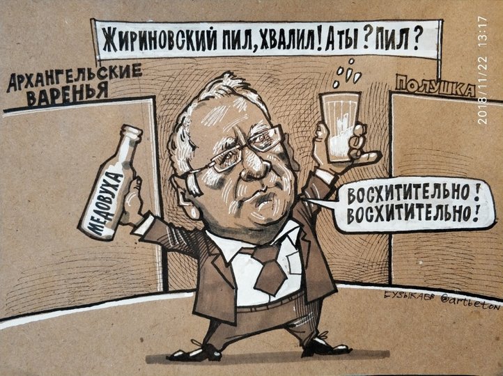 «Жириновский пил, хвалил!»: Художник из Уфы нарисовал новую карикатуру и объяснил ее смысл