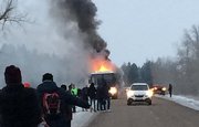 В Башкирии загорелся пассажирский автобус