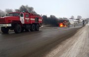 В Башкирии на трассе открытым пламенем горел автобус
