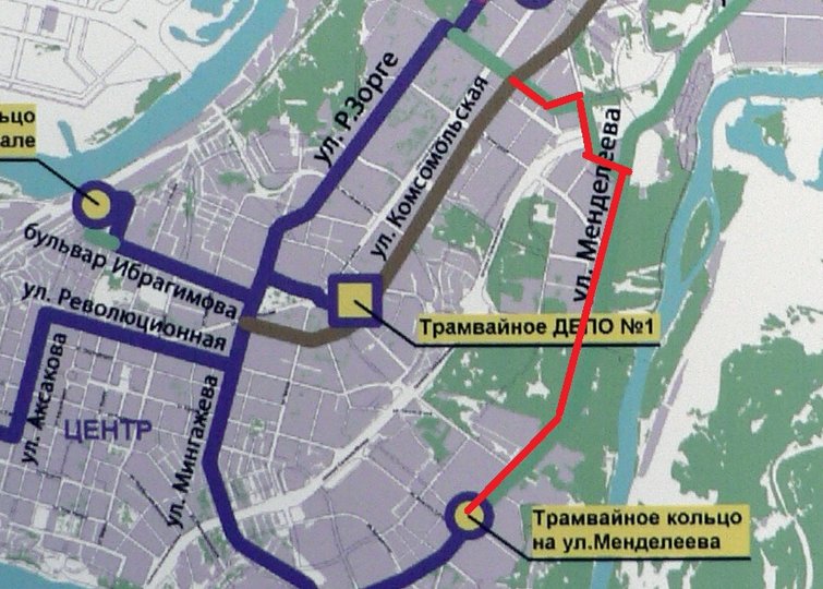Улицы Комсомольская и Менделеева в Уфе соединит трамвай