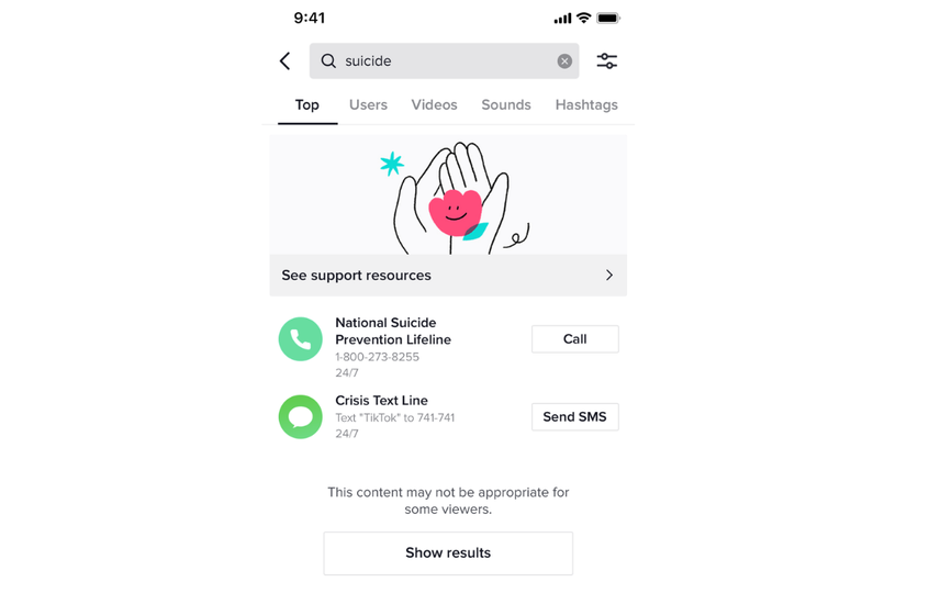 Новые функции поддержки: TikTok будет помогать пользователям справляться с суицидальными мыслями