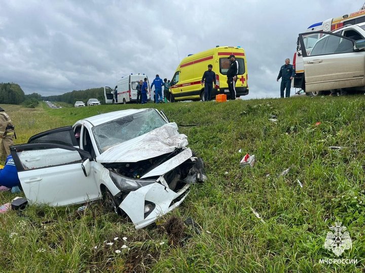 В Башкирии двое взрослых и трое детей пострадали в столкновении иномарок